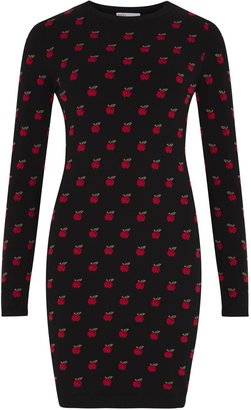 RED Valentino Black apple intarsia jersey dress