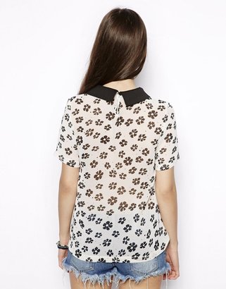 Max C Daisy Print Blouse with Collar