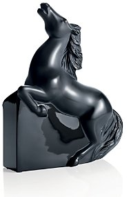 Lalique Kazak Horse Sculpture, Black