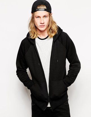 Dakota Weekday Sweatshirt Zip Through Hooded - Black