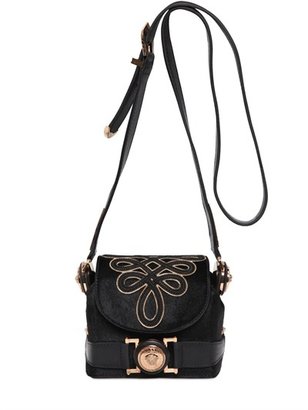 Versace Embroidered Ponyskin & Nappl Leather Bag