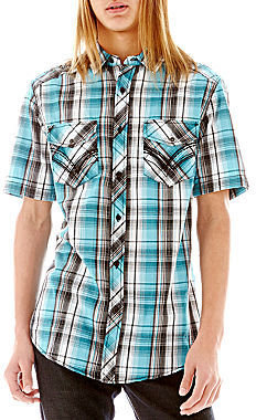 JCPenney Chalc Short-Sleeve Plaid Woven Shirt