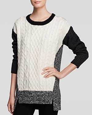 Aqua Sweater - Erica Cable Colorblock