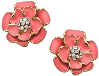 Blu Bijoux Coral Enamel Flower Earrings