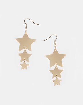 Tatty Devine Exclusive For ASOS Gold Shooting Star Earrings - gunmetal