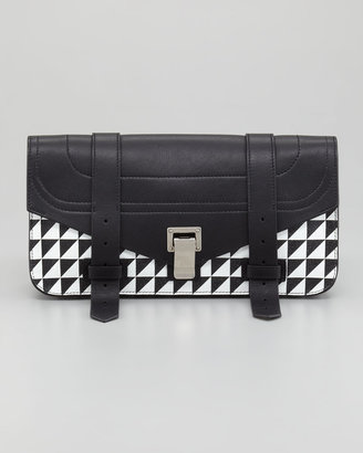 Proenza Schouler PS1 Pouchette Triangle-Print Clutch Bag, Black/White