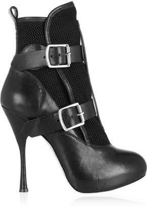 Vivienne Westwood Buckled leather and mesh ankle boots