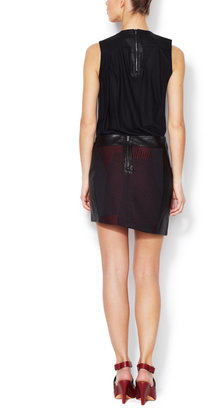 Helmut Lang Quilted Leather Accented Mini Skirt