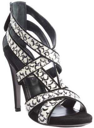 Aperlaï black and white suede 'St. Topez' strappy sandals