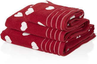 Red polka heart Christmas bath towel