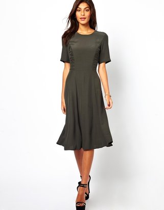 ASOS Midi Dress With Ruched Side Detail