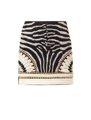 Balmain Embellished suede mini skirt
