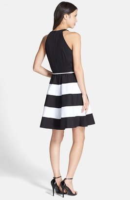 Eliza J Women's Stripe Sateen Fit & Flare Dress