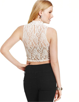 Say What Juniors' Lace Cropped Top