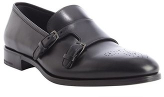 Ferragamo black leather monk strap 'Roland' loafers