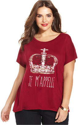 Style&Co. Plus Size Embellished Screen-Print Tee