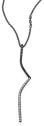Black Diamond PHYNE by Paige Novick Elisabeth & Blackened 14K White Gold Curved Bar Necklace