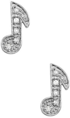 Dainty Diamonds Sterling Silver Diamond Music Note Stud Earrings - 0.10 ctw