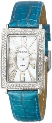 Pedre Women's 7715SX Silver-Tone with Icy Blue Leather Strap Watch