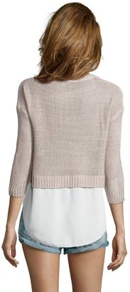 Wyatt khaki and white cable knit 'Twofer' sweater