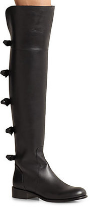 Valentino Leather Over-The-Knee Bow Boots