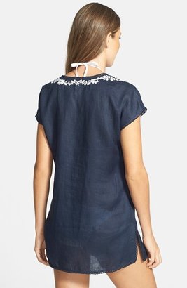 Tory Burch 'Issy' Embroidered Linen Cover-Up Tunic