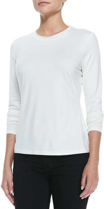 Lafayette 148 New York Rolled Neck Jersey Tee, Cloud