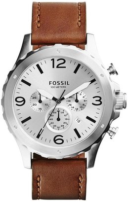 Fossil Nate Brown Leather Strap Mens Watch