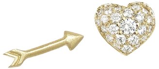 Finn Pave Diamond Heart and Arrow Studs - Yellow Gold