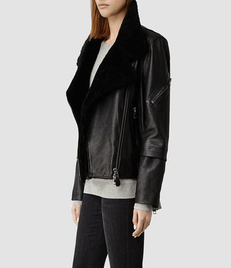 AllSaints Bayes Shearling Leather Jacket