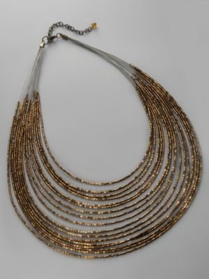 New York & Co. City Style Multi-Strand Bronze Bead Necklace