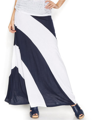 INC International Concepts Colorblock-Stripe Maxi Skirt