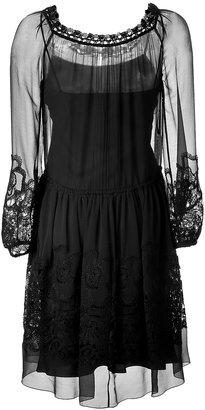 Alberta Ferretti Silk Ciffon Dress with Macrame Gr. 38