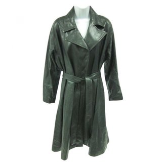 Donna Karan Green Leather Coat