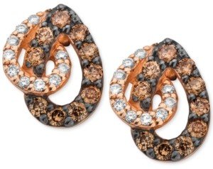 LeVian White and Chocolate Diamond Teardrop Earrings in 14k Rose Gold (1/2 ct. t.w.)