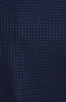 St. John Leather Trim Tonal Scallop Knit Jacket