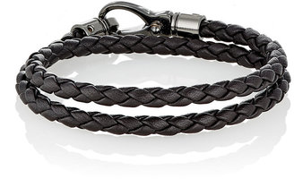 Tod's Men's Braided Leather Double-Wrap Bracelet-DARK BROWN, BROWN
