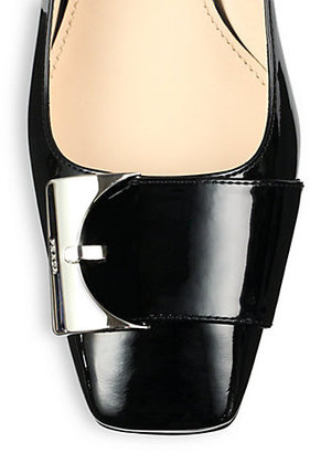 Prada Patent Leather Front-Buckle Pumps