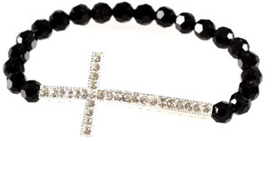 Swarovski K.D. Rosaries Black & Silver Crystal Rosary Bracelet