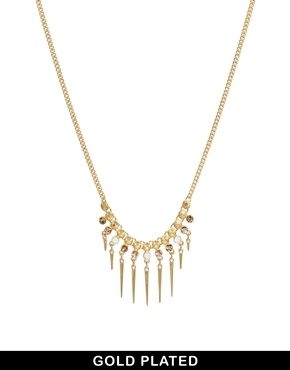 Pilgrim Gold Plated Crystal Spike Necklace - gold