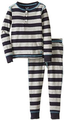 Hatley Little Boys' Henley Pajama Set Athletic Grey Stripes