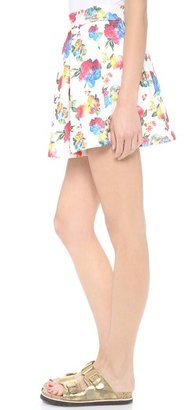 re:named Floral Print Waffle Skater Skirt