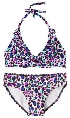 Xhilaration Girls' 2-Piece Leopard Spot Bikini Swimsuit Set