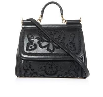 Dolce & Gabbana Sicily embroidered laser-cut leather bag