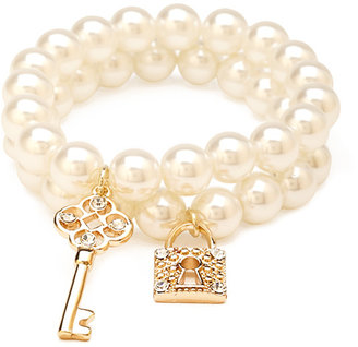 Forever 21 Lock & Key Faux Pearl Bracelet