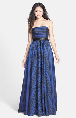 Adrianna Papell Metallic Stripe Gown