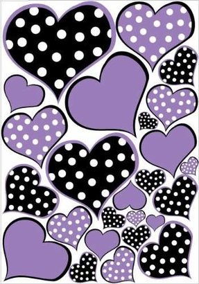 Presto Wall Decals Purple and Polka Dot Heart Wall Decals Stickers