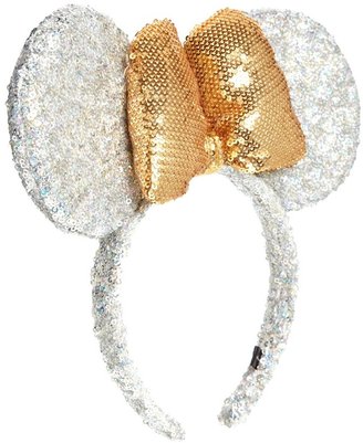 Disney Minnie Mouse Exclusive For ASOS Metallic Sequin Silver Ears & Bow Aliceband