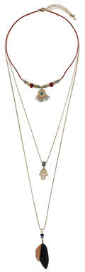 Topshop Womens Feather Charm Necklace Set - Multi