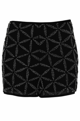 Topshop Premim deco bead embellished short. available in other colours. co-ords to jacket. 100% polyester. dry clean only.